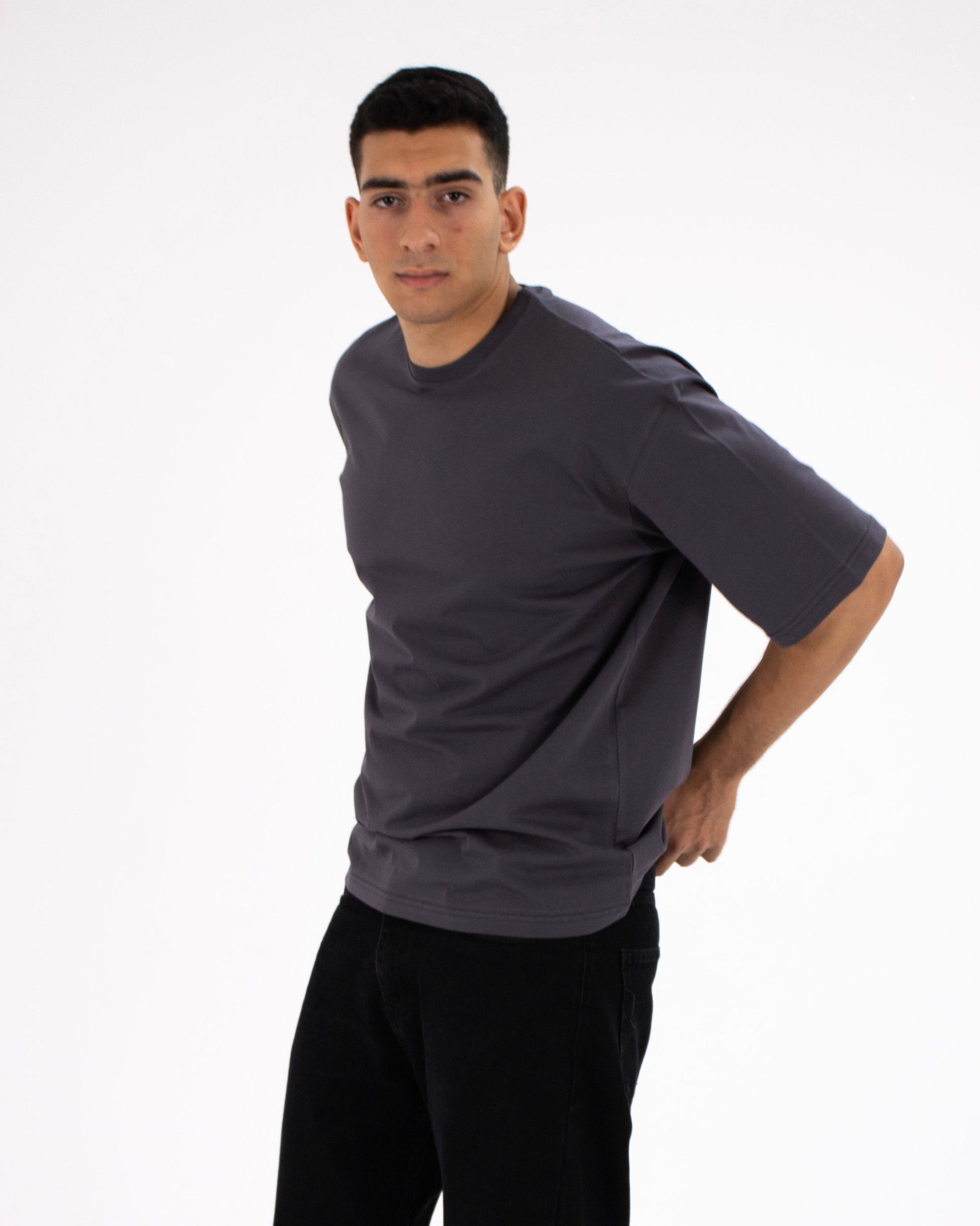 CHARCOAL GREY oversized basic t-shirt