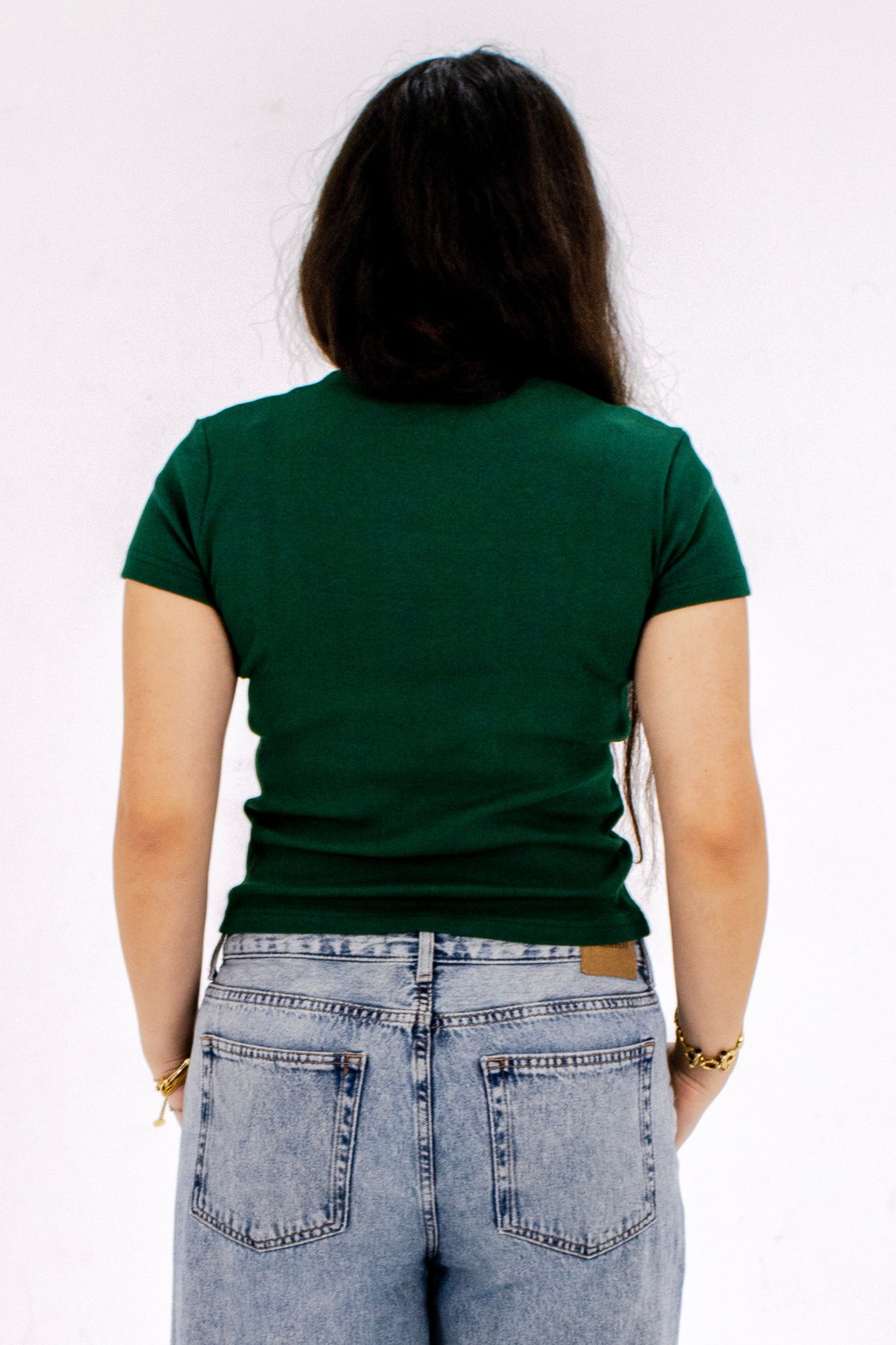 HERS basic short sleeved top in emerald green