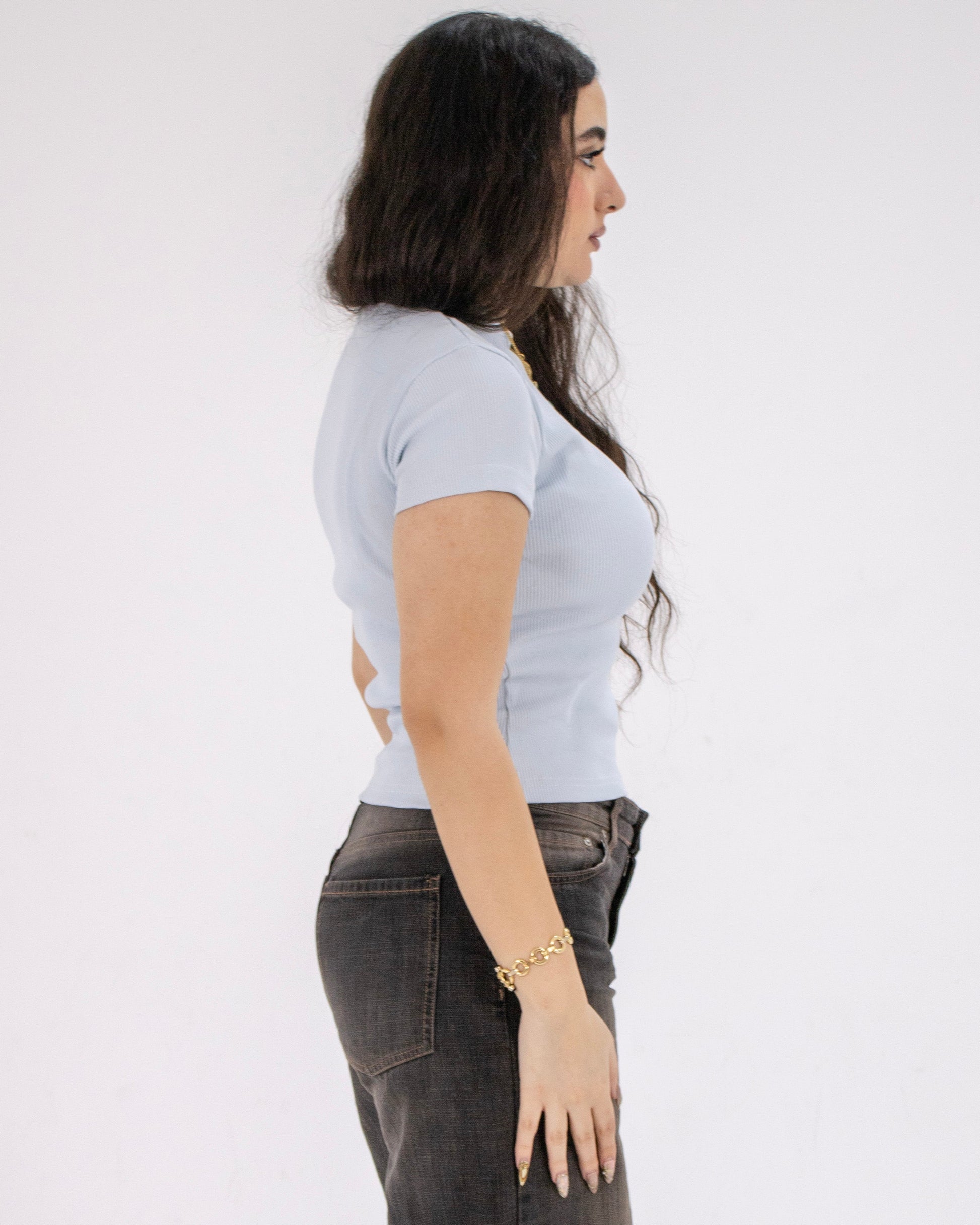 HERS basic short sleeved top in baby blue