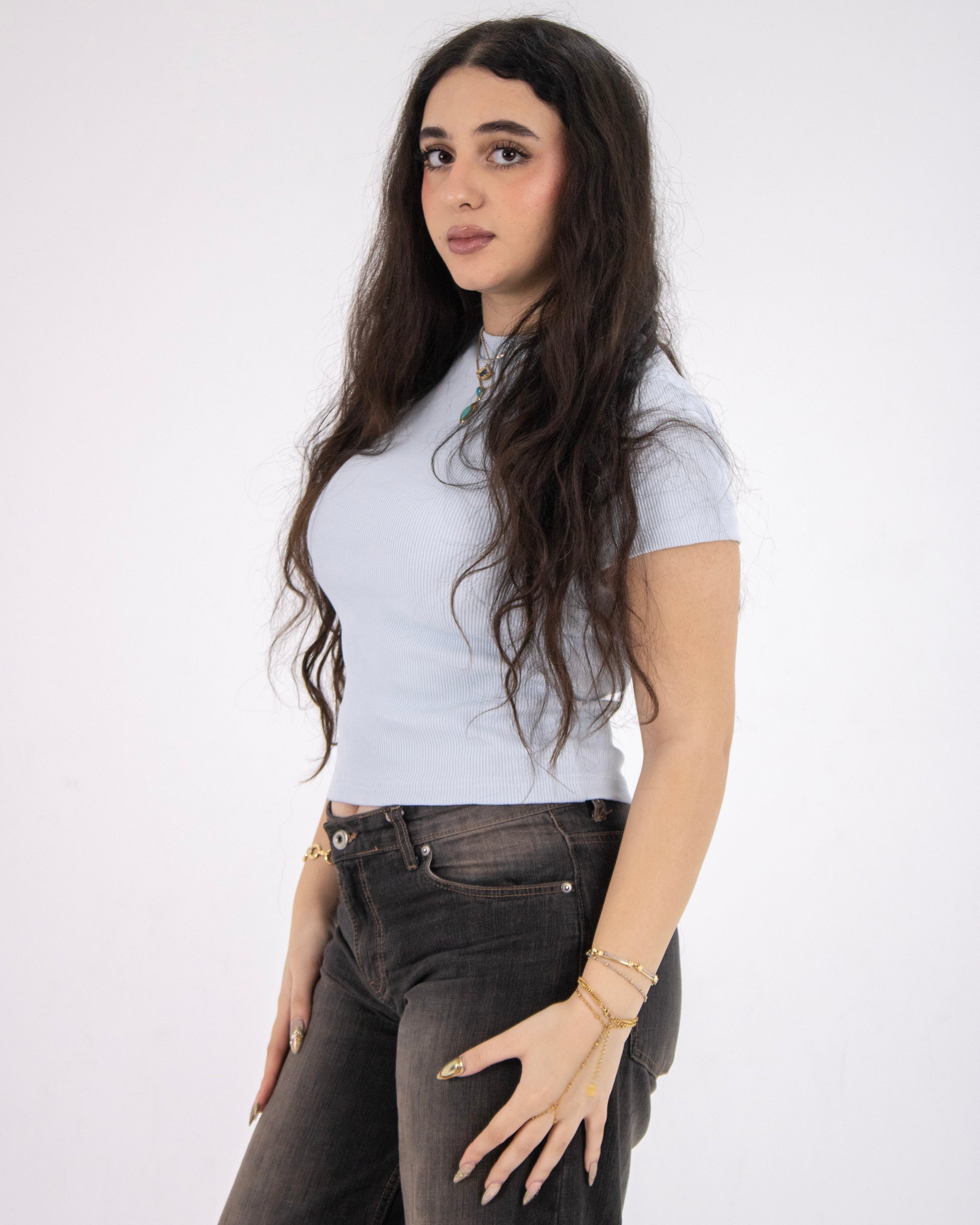 HERS basic short sleeved top in baby blue