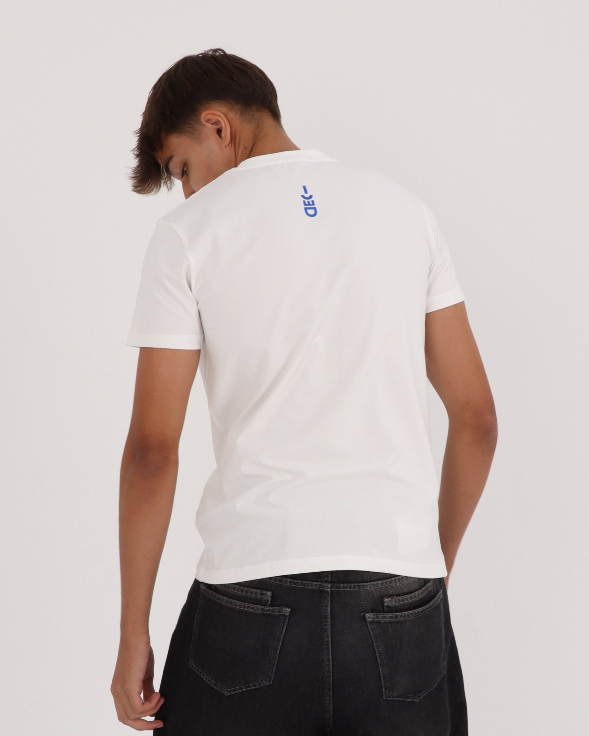 BAZIC white (blue reflective) tee