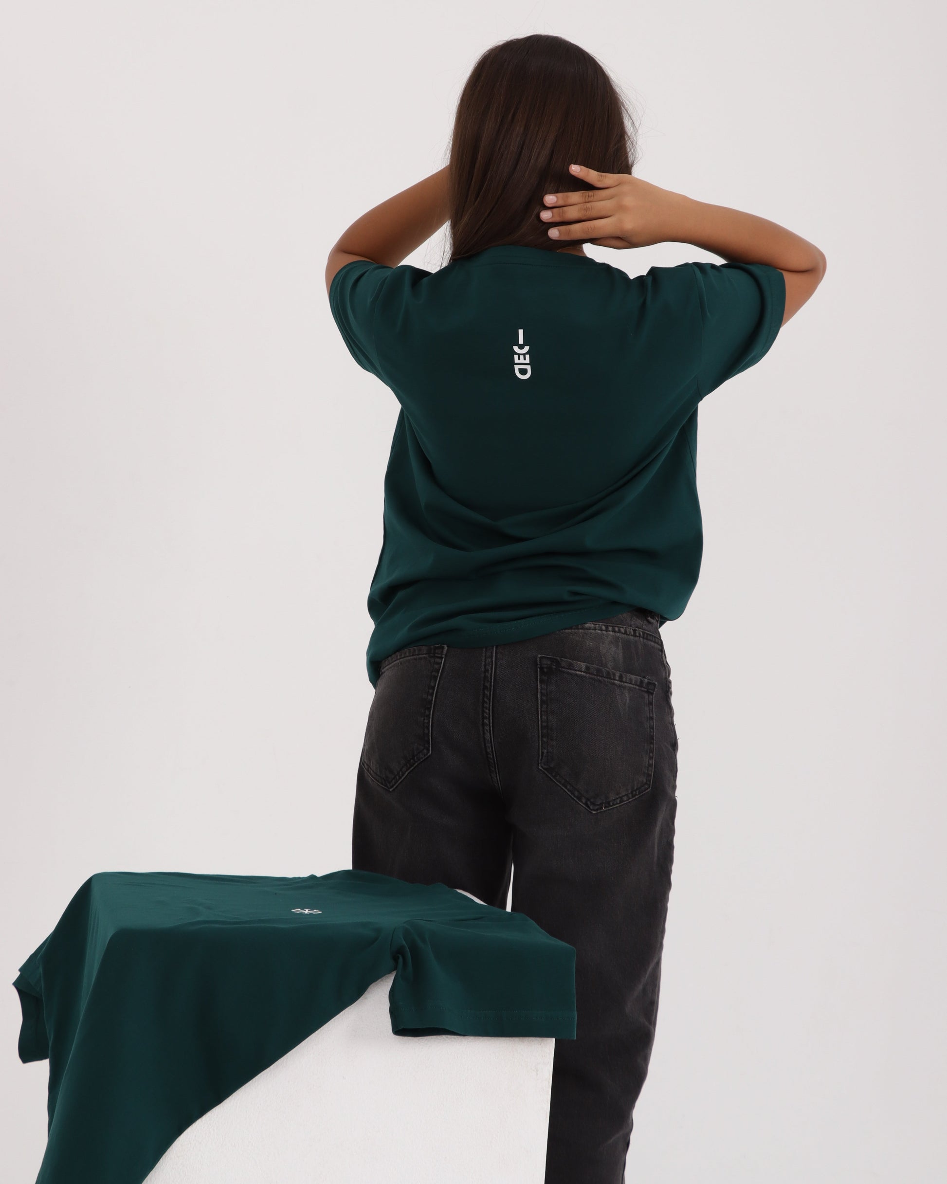 BAZIC emerald green logo tee