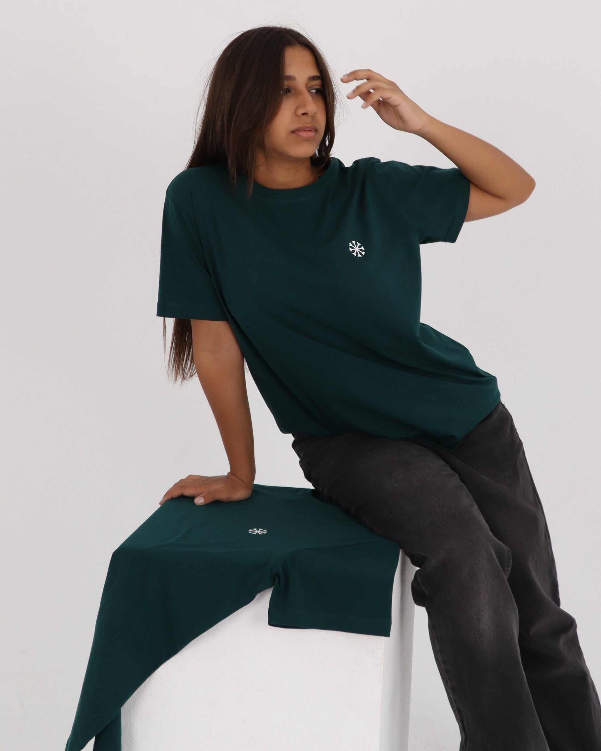 BAZIC emerald green logo tee
