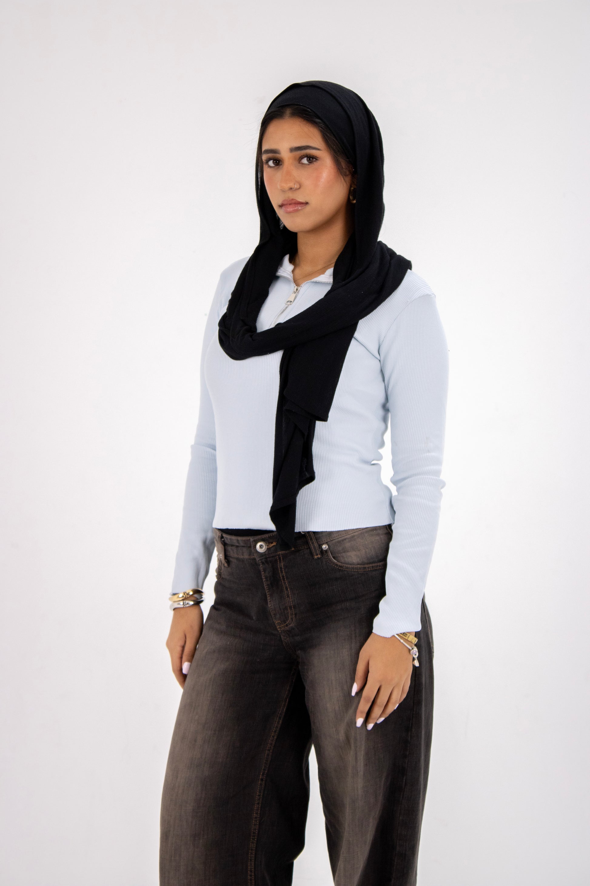 HERS long sleeved basic top in baby bue